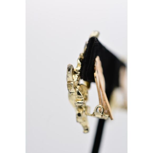 Sarah Cov Vintage Leaf Earrings Silver Gold Textured Autumn Fall Signed 80s 9E - Picture 11 of 12